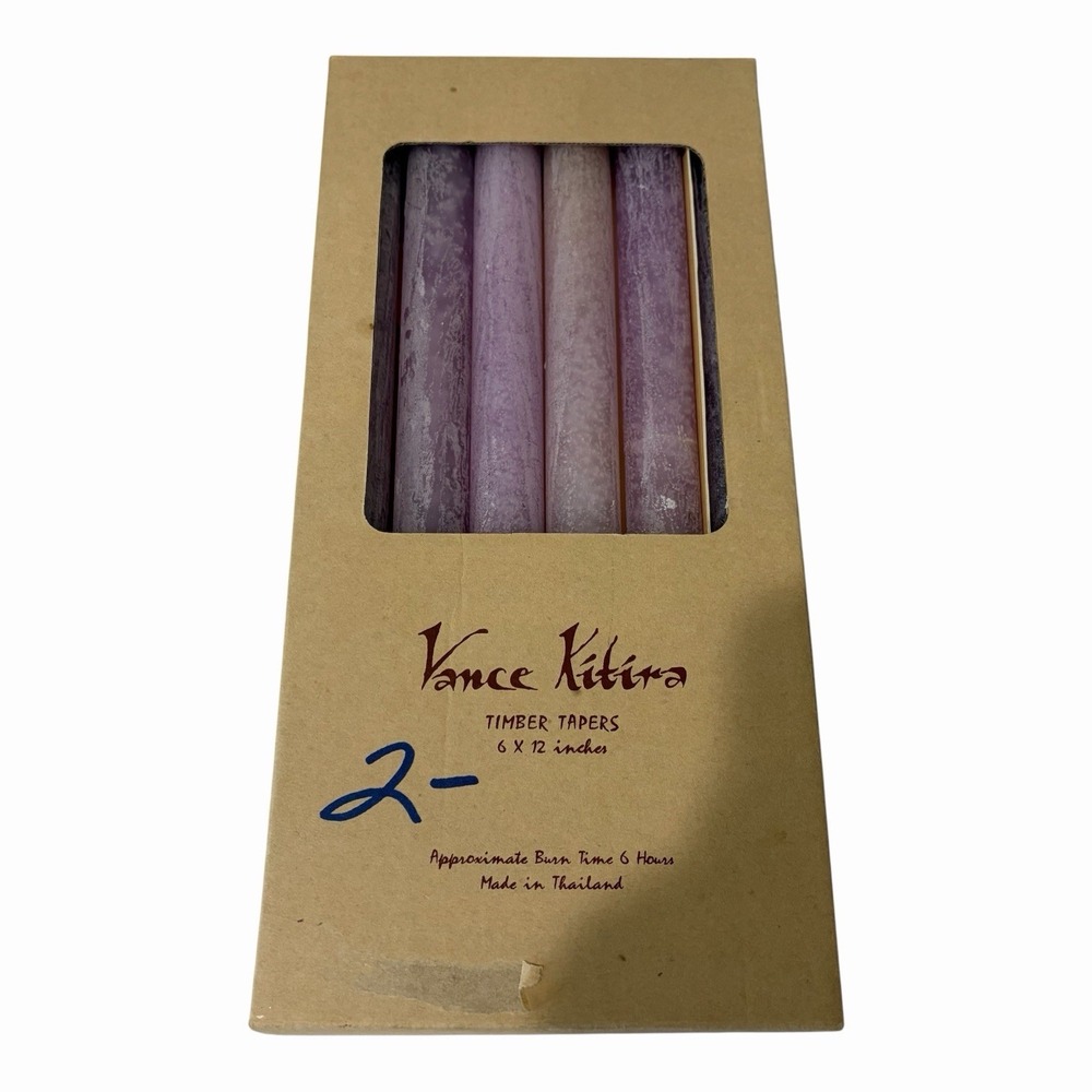 NEW‎ 12" Vance Kitira Timber Taper Candles 6 Pack Purple Burn Time 6 Hours
